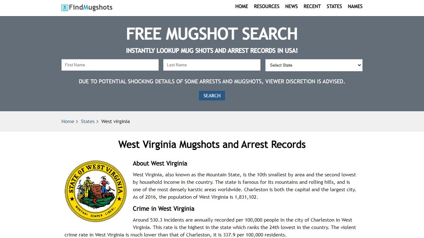 Find West Virginia Mugshots - Find Mugshots